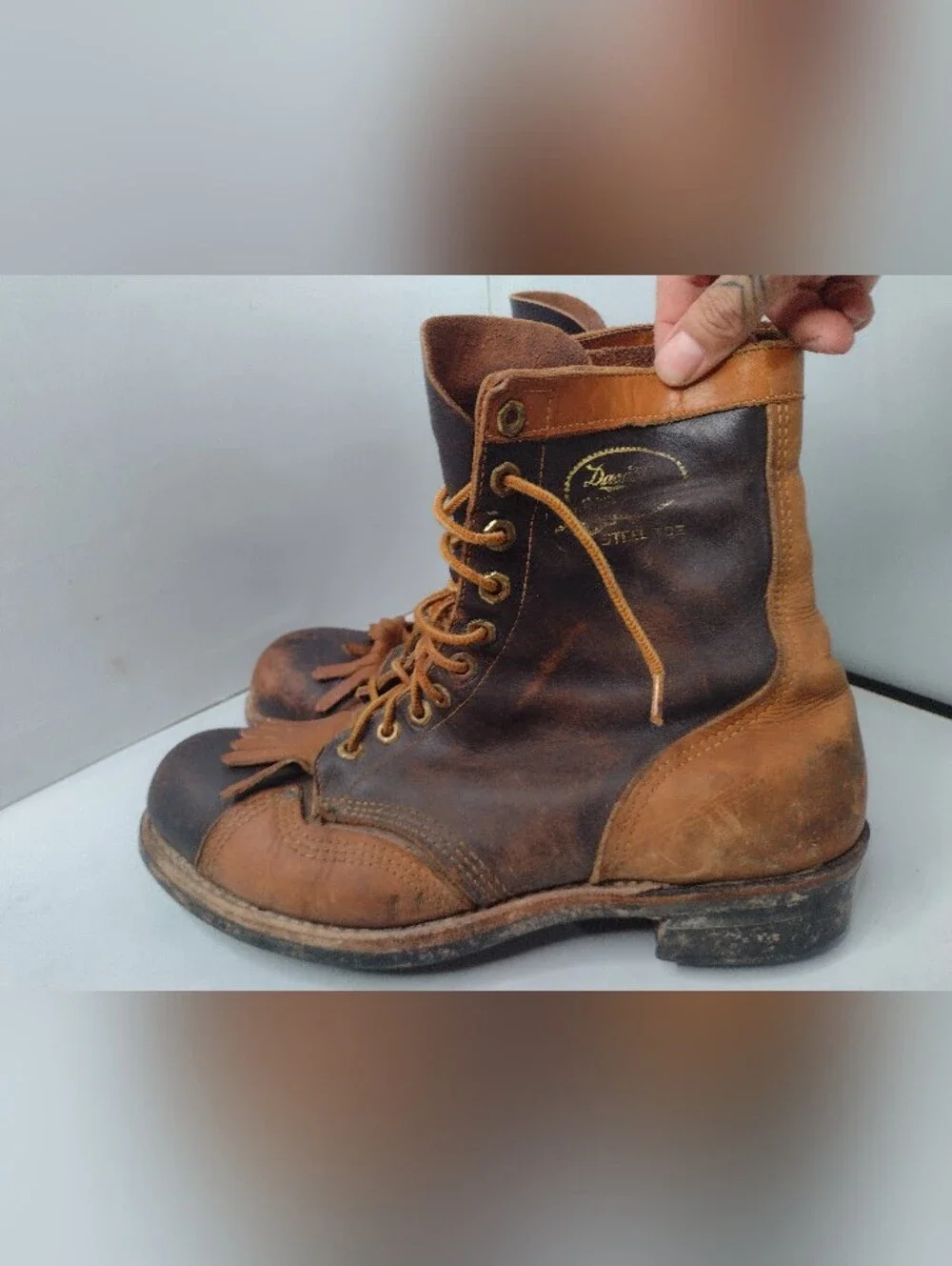 VTG Daoust Mens Leather Steel Toe Packer Logger Boots Size 11 EE Work